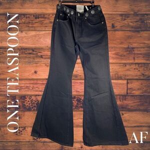 FREE PEOPLE ONE TEASPOON CONCHO MARINES MID RISE EXTREME WIDE BLACK NEW NWT